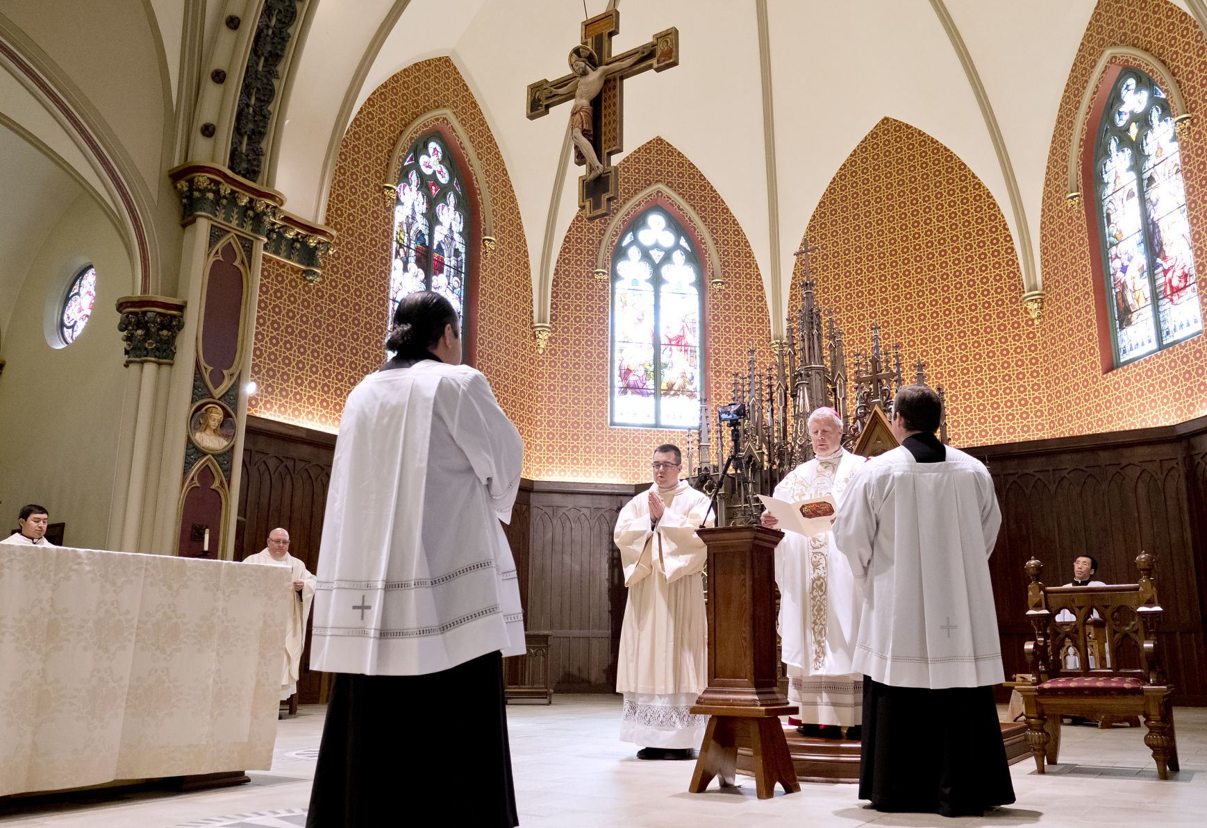 COVID-19 Catholic mass is live streamed on Holy Thursday